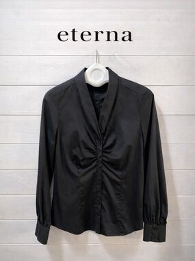 ETERNA – Black Ruched Button-Up Shirt size 38